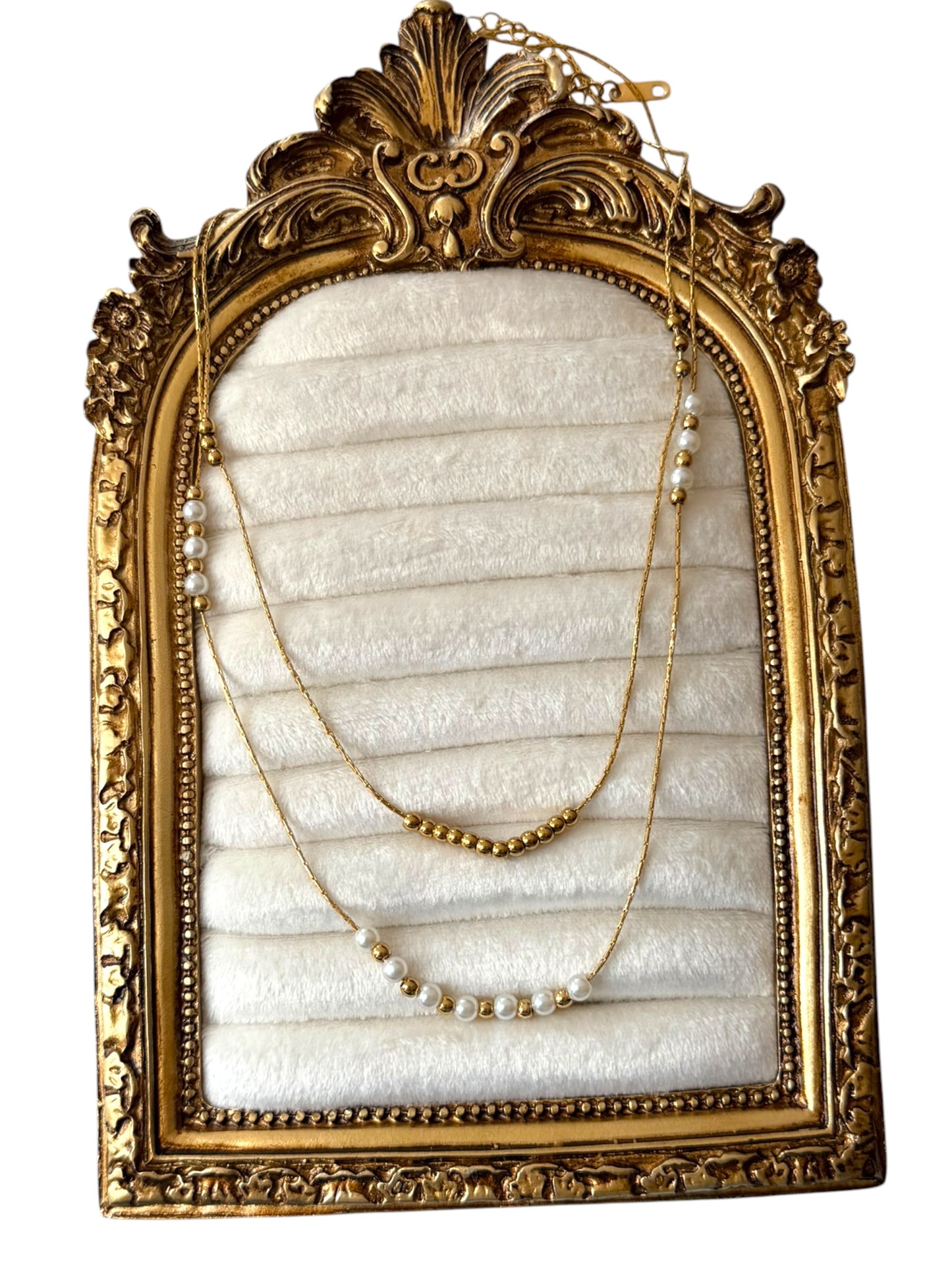 GOLD MULTI LAYER PEARL NECKLACE (NON TARNISH)