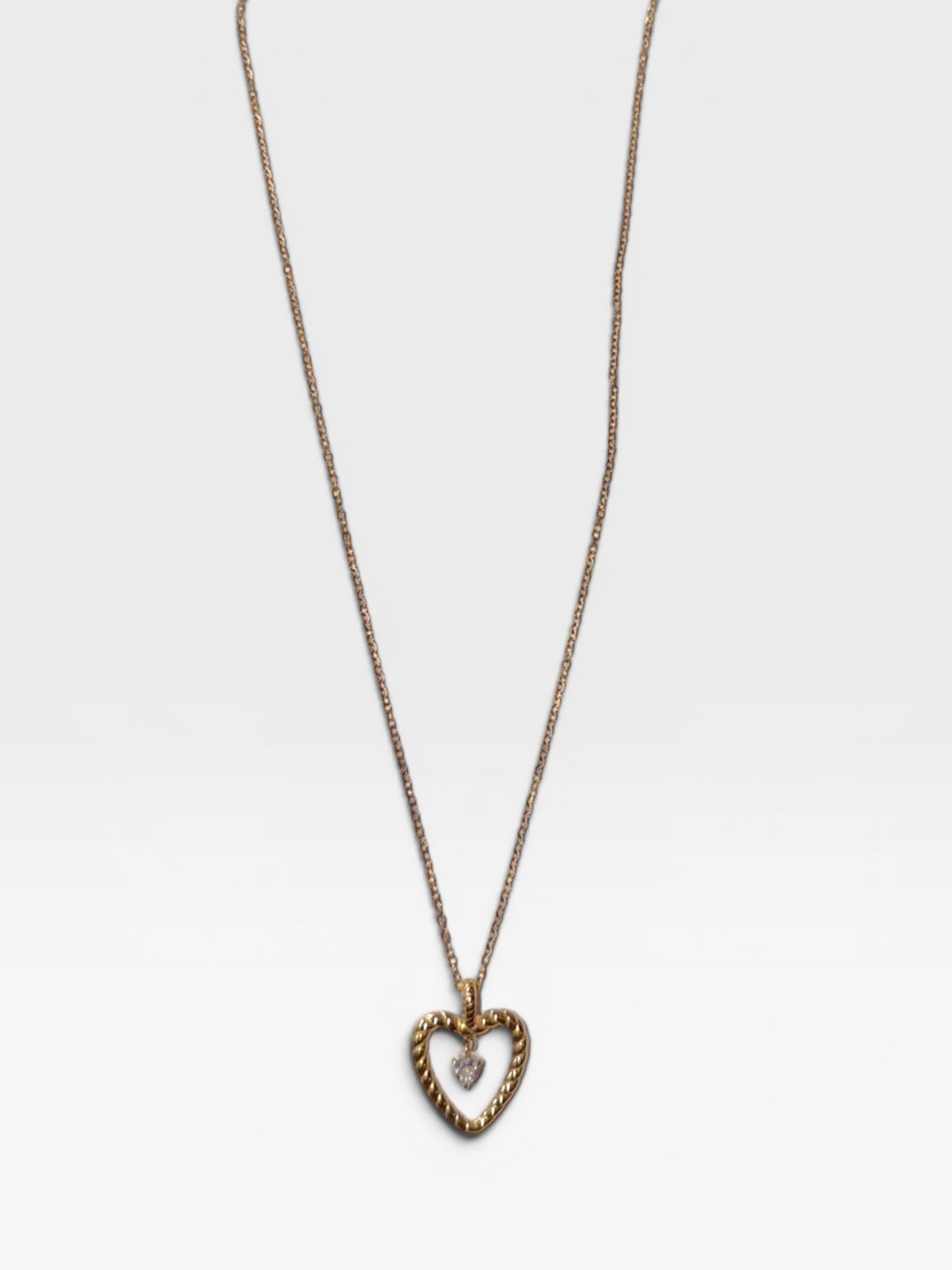 GOLD CZ HEART NECKLACE (NON TARNISH)