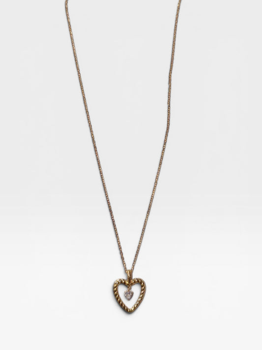 GOLD CZ HEART NECKLACE (NON TARNISH)