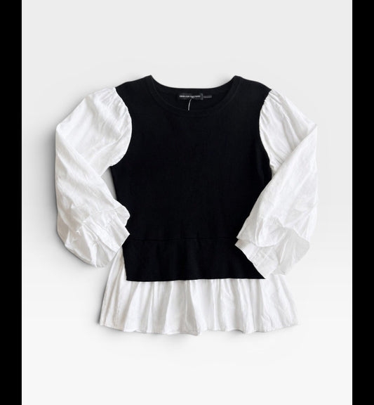 BLACK/WHITE ENGLISH FACTORY TOP S