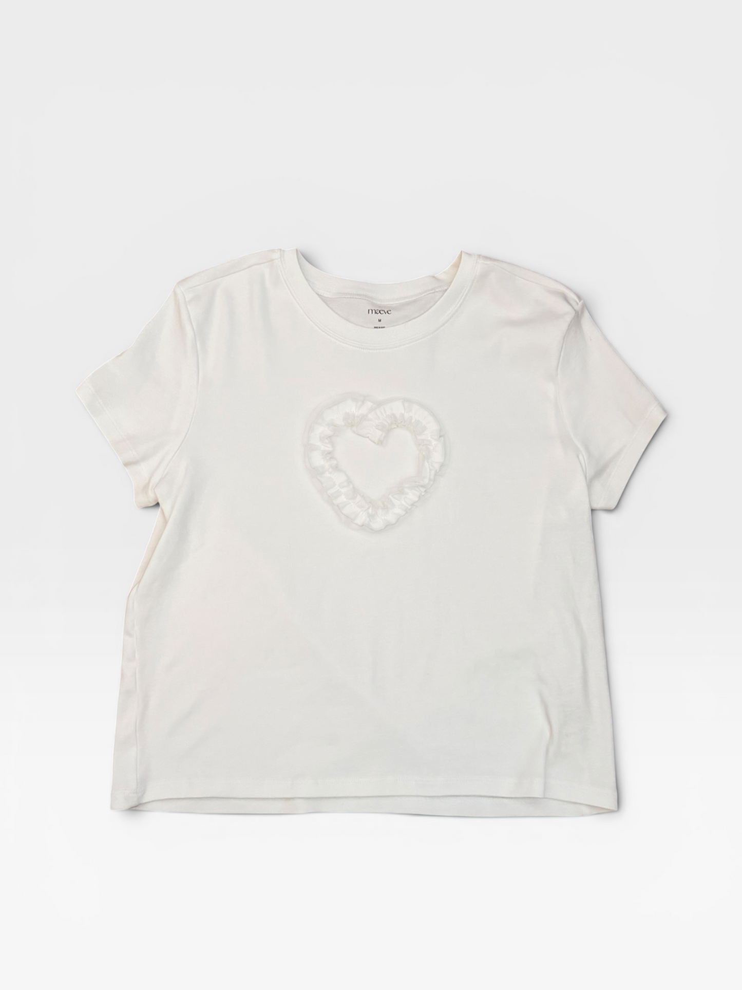 WHITE MAEVE HEART TEE (NWT $68) M
