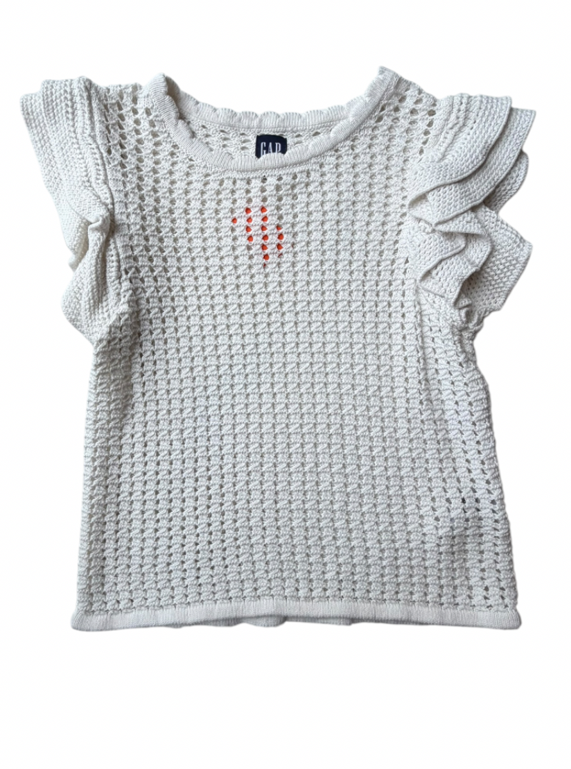 WHITE CROCHET GAP TOP S