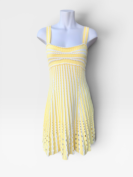 YELLOW/WHITE SIMKHAI FRANKLIN MINI DRESS (ORG. $595) M