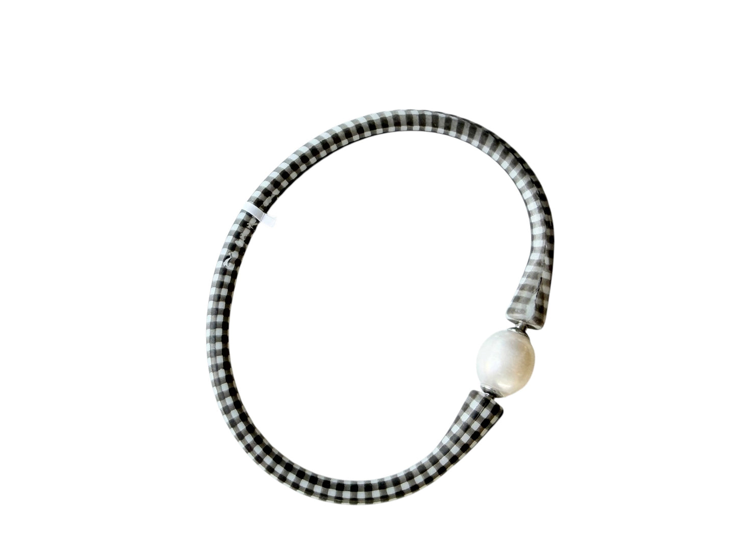 BLACK/WHITE CANVAS SILICONE PEARL BRACELET (NWT)