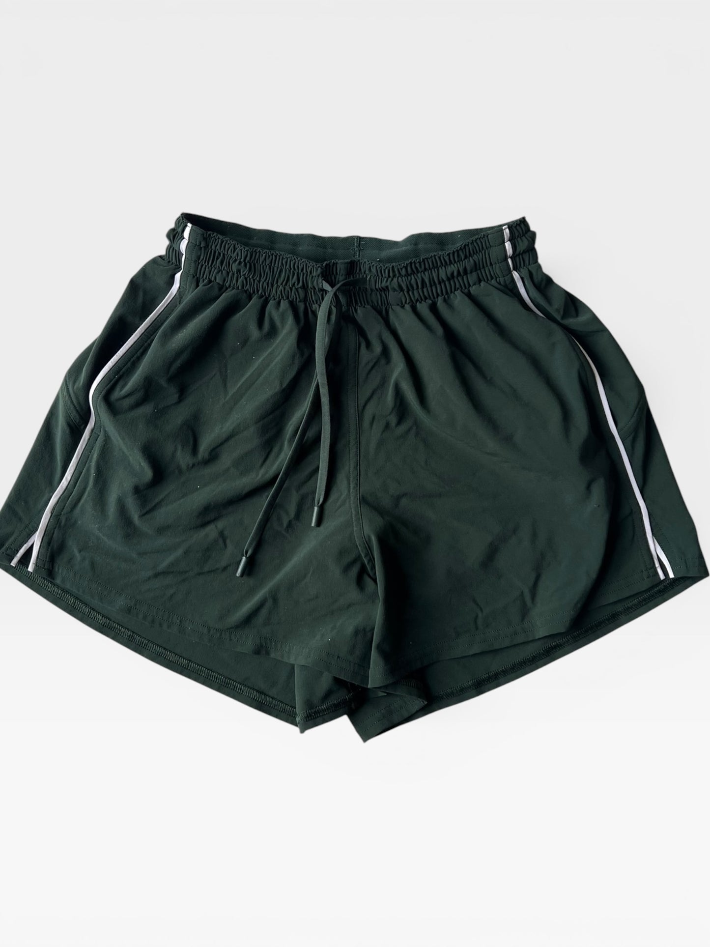 GREEN AND WHITE LULULEMON SHORTS 2