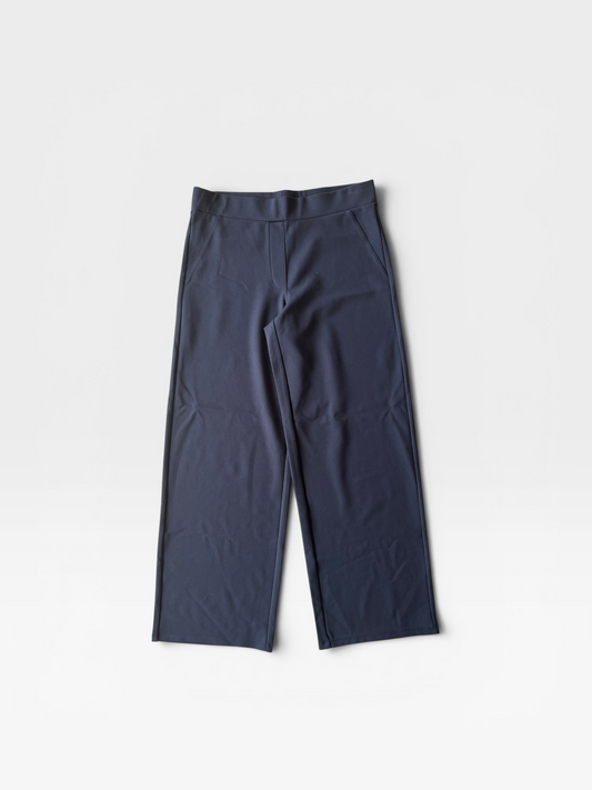 NAVY QUINCE ULTRA-STRETCH WIDE LEG PANTS (NWT $45) L