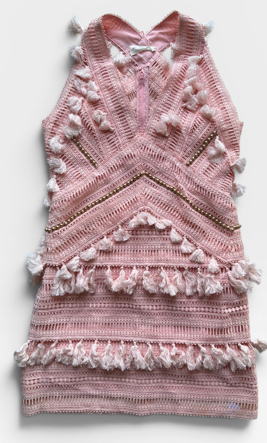 PINK GOODNIGHT MACAROON TASSEL DRESS S