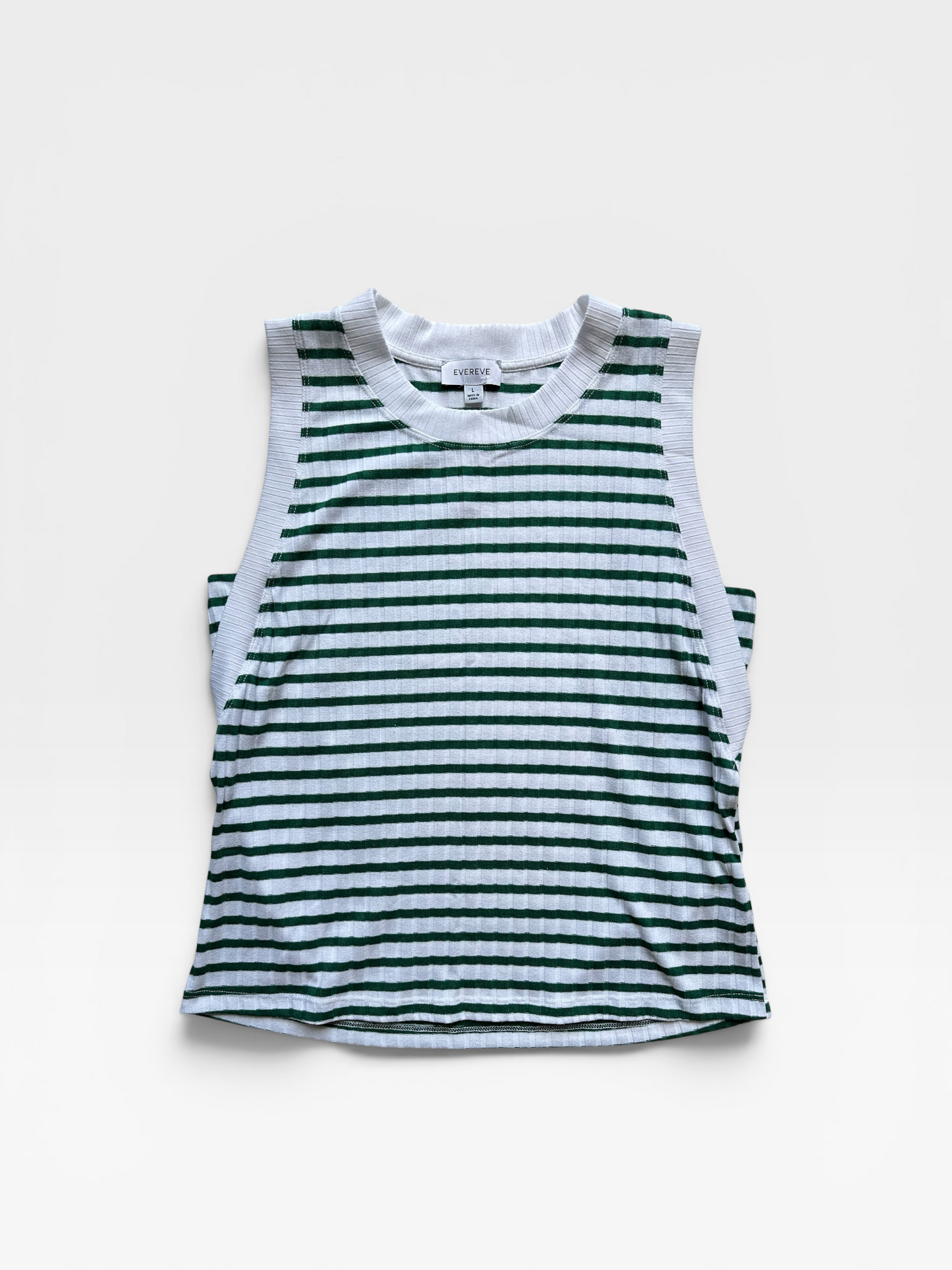 GREEN EVEREVE STRIPE TANK L