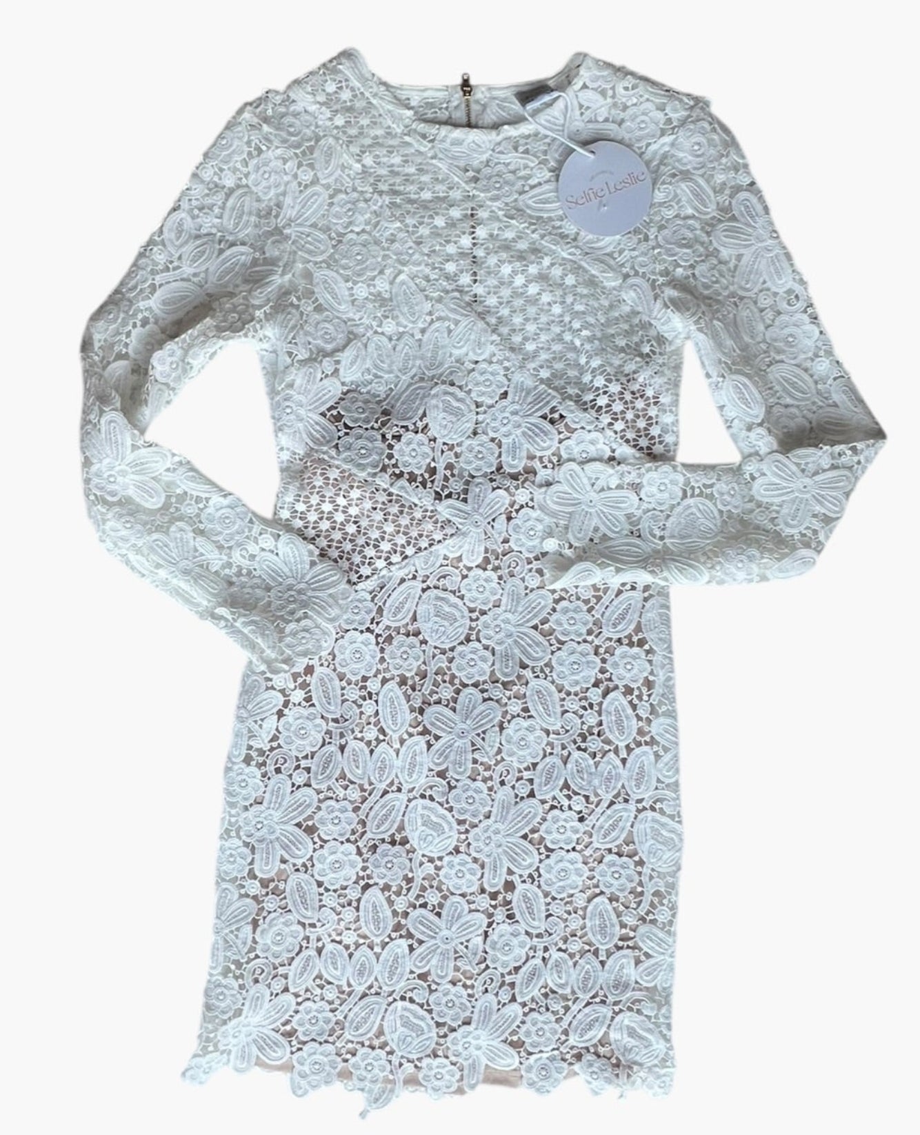 WHITE LACE SELFIE LESLIE DRESS (NWT) S