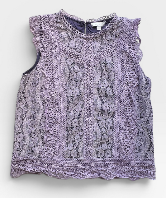 PURPLE ERI + ALI LACE TANK (NWT $98) M