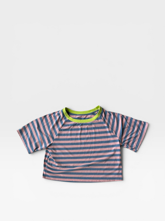 BLUE/PINK STRIPE TEE M