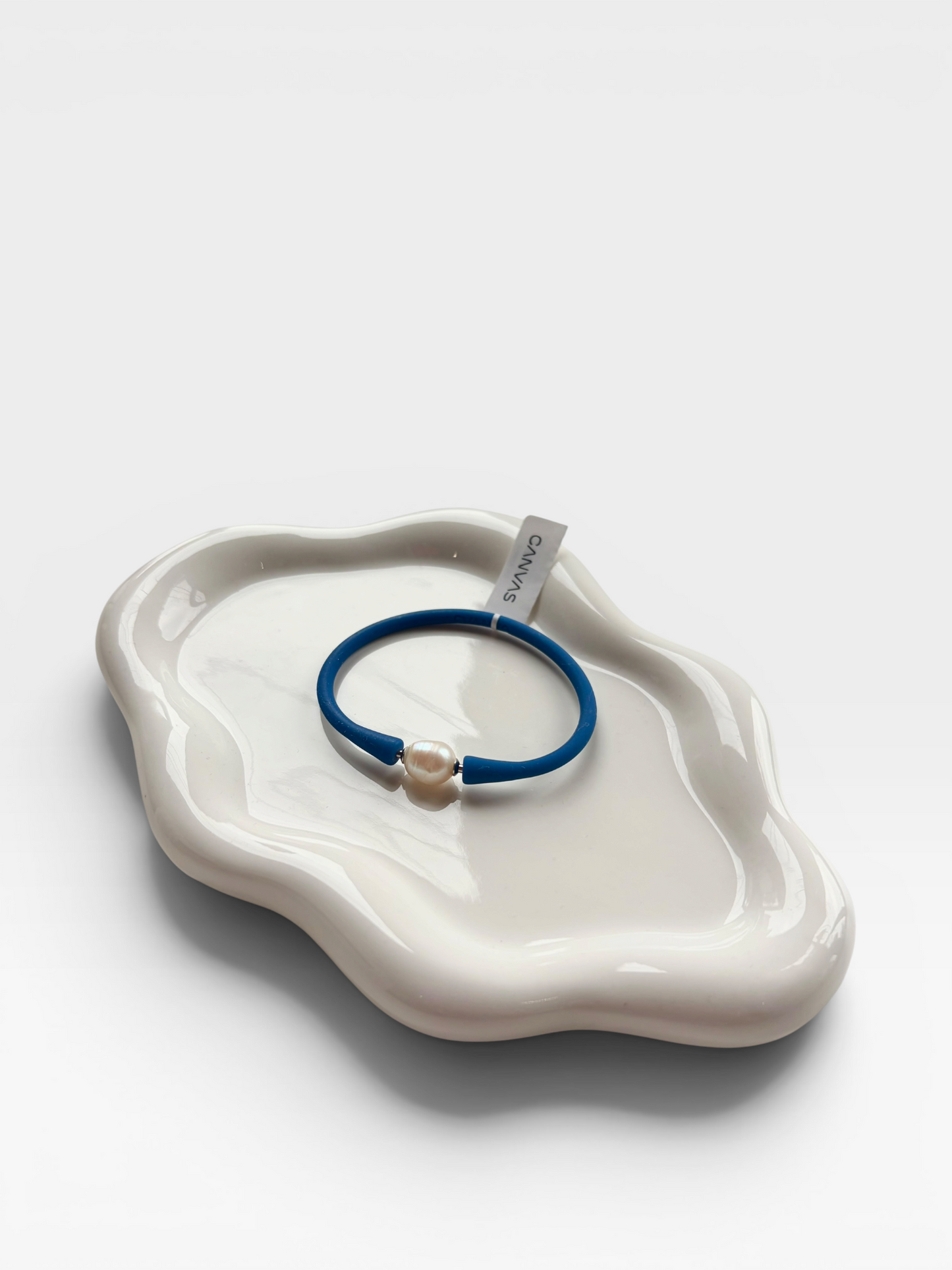 BLUE CANVAS SILICONE PEARL BRACELET (NWT)