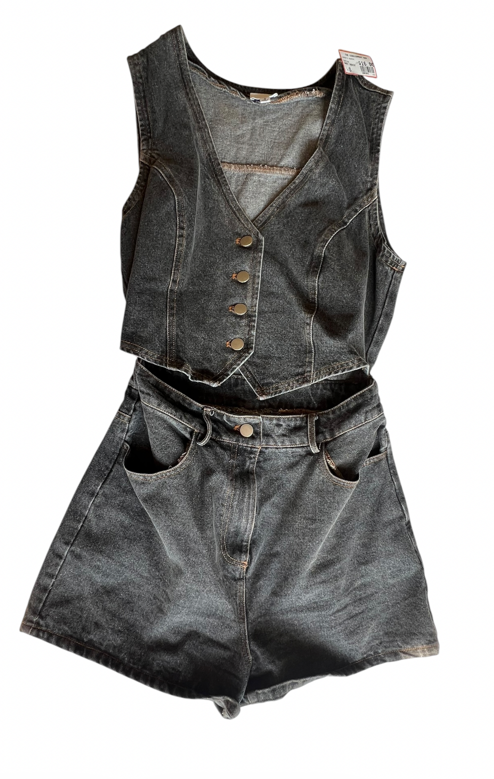 GREY DENIM VEST LELIS ROMPER S