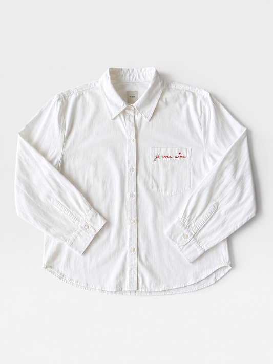 WHITE MAEVE “JE VOUS AIME” TOP (NWT $108) L