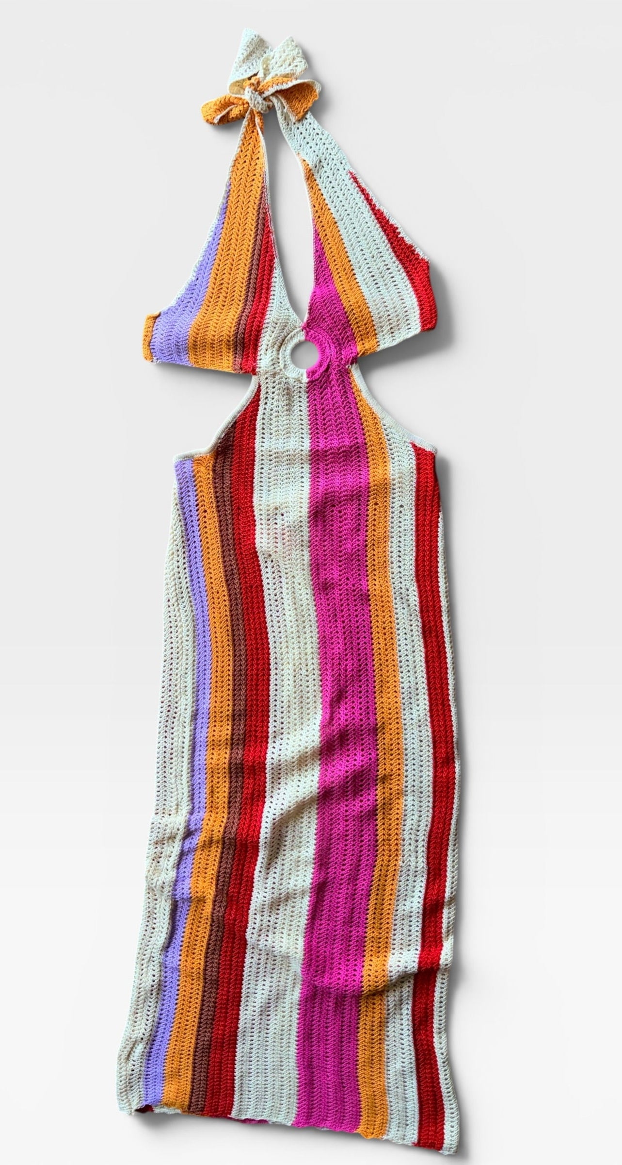 MULTI COLORED STRIPED MAXI DRESS S
