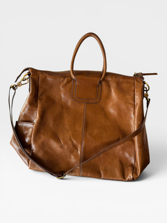POLISHED LEATHER TRUFFLE HOBO PURSE (ORG. $298)