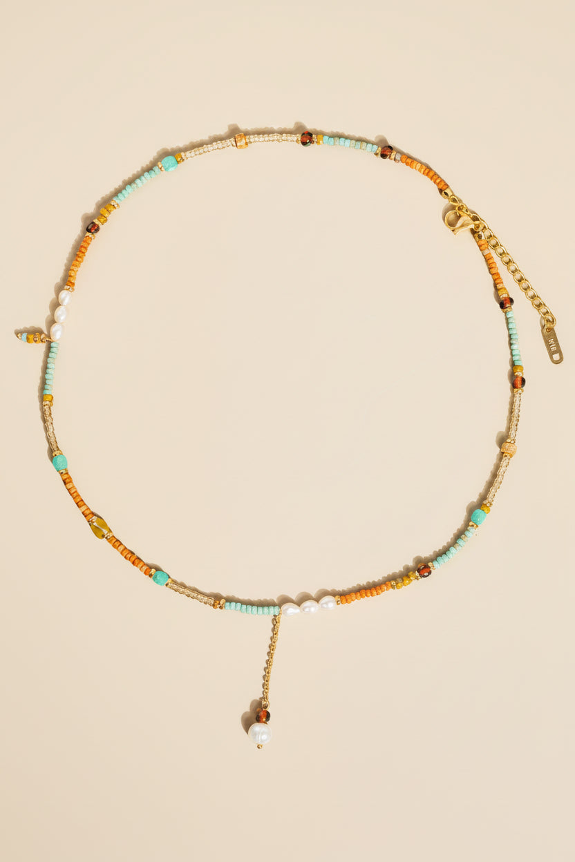 BOHO TURQ BEADED NECKLACE