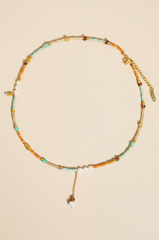 BOHO TURQ BEADED NECKLACE