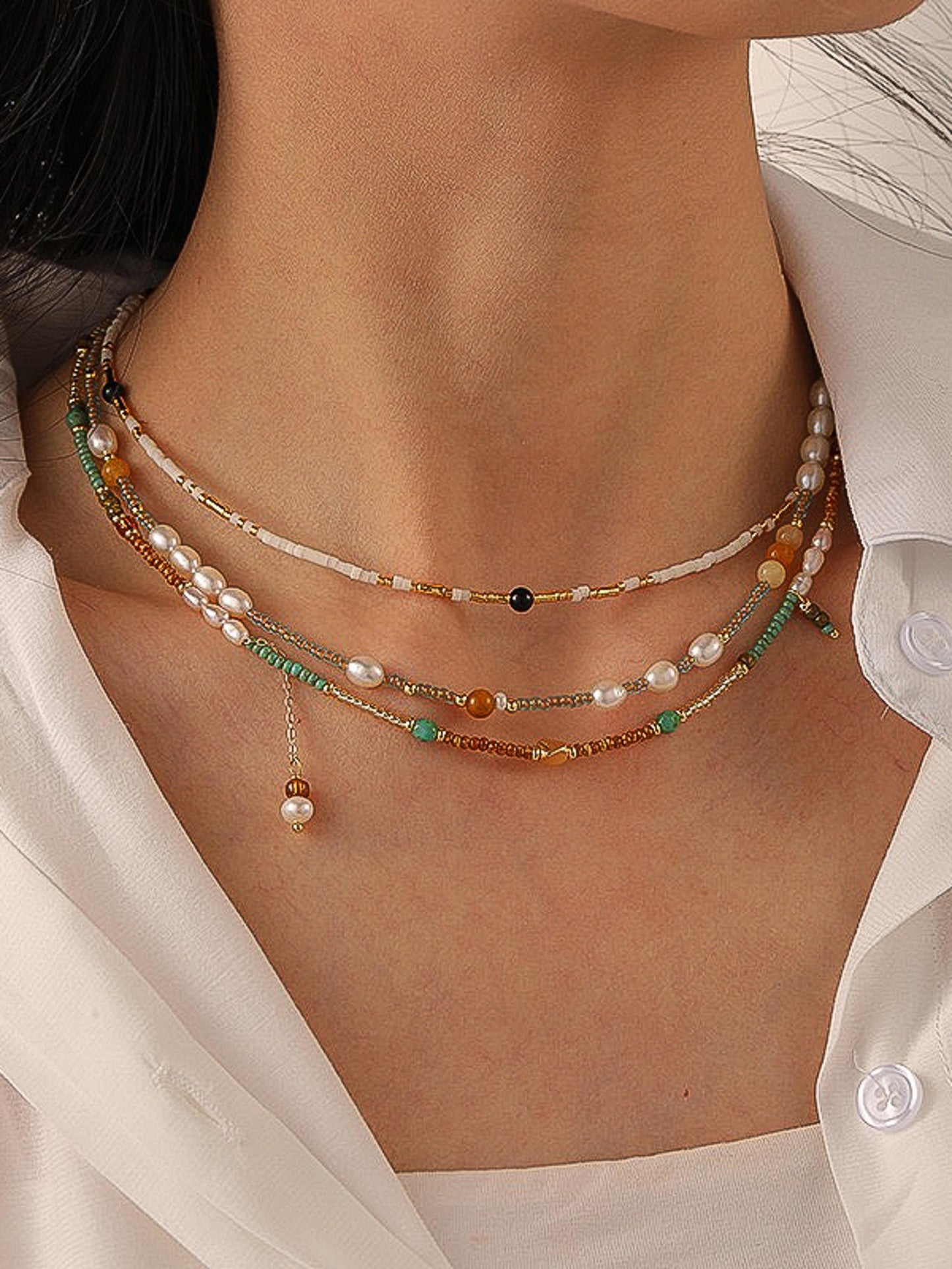 BOHO TURQ BEADED NECKLACE