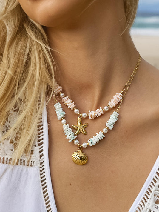 18K GOLD SHELL STAR NECKLACE