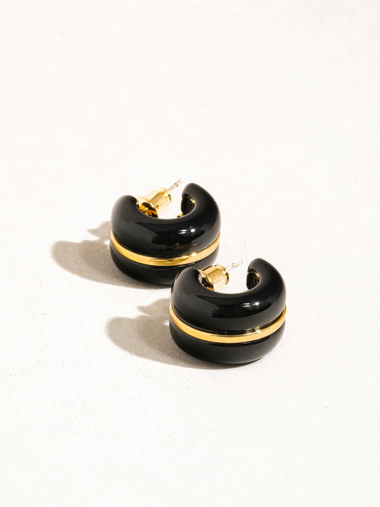 BLACK SMALL CC HOOP EARRINGS