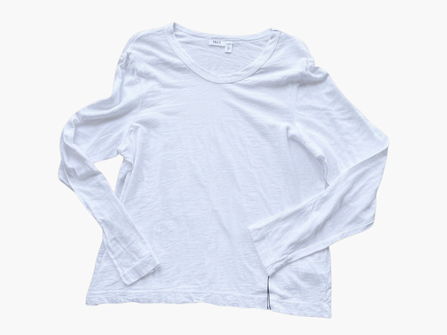 TheConsignmentBar white long-sleeve t-shirt, size XL, made of soft, textured cotton with a relaxed fit.