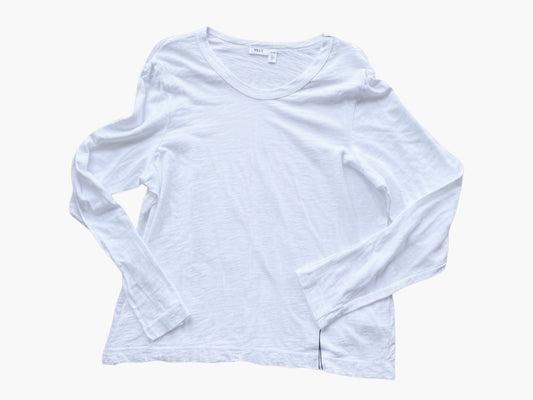 TheConsignmentBar white long-sleeve t-shirt, size XL, made of soft, textured cotton with a relaxed fit.
